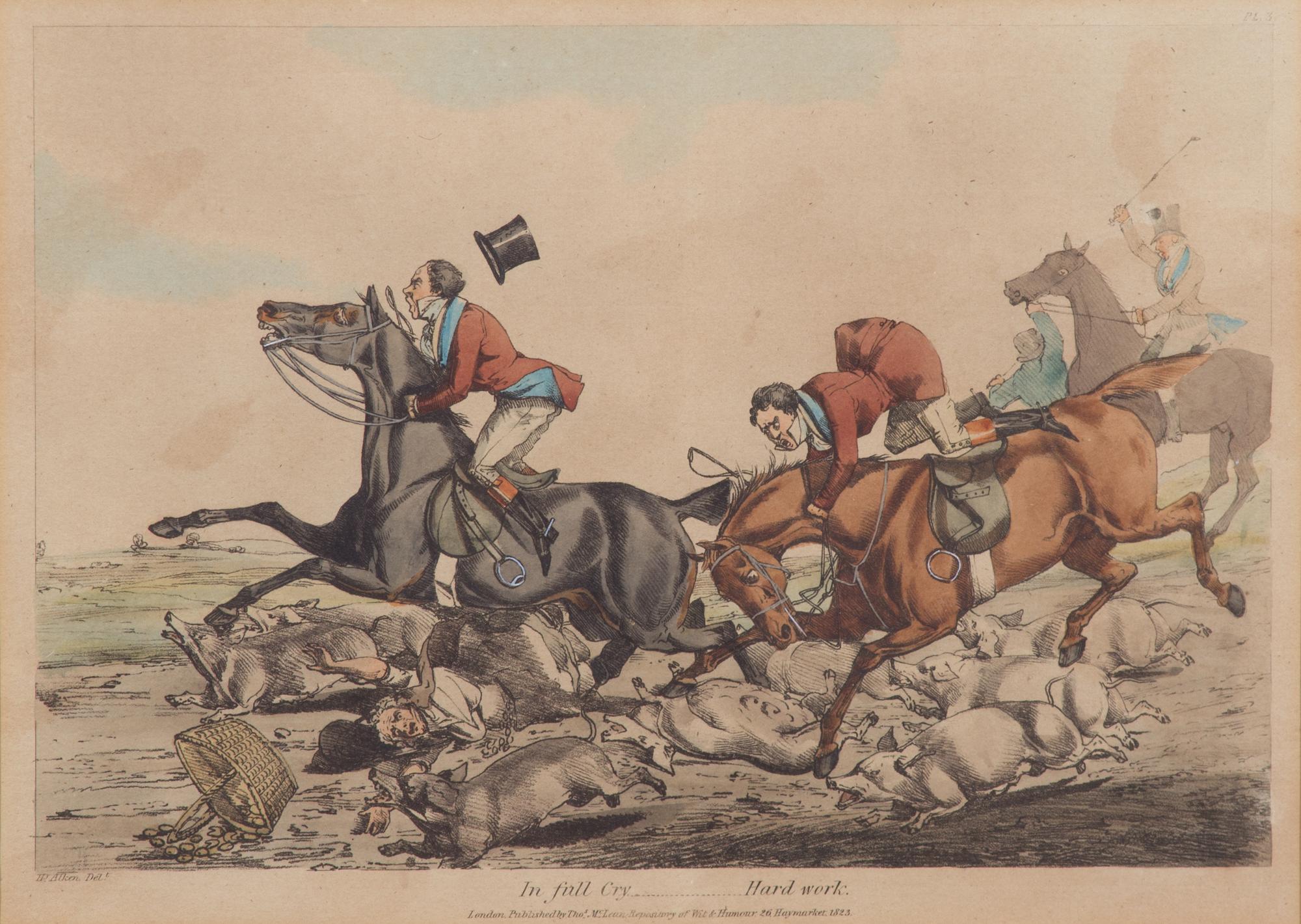 Henry ALKEN, after Plate 8 3/4 x 12 1/2 inches. — Going Home - Going to the Hunt - Throwing Off - In Full Cry