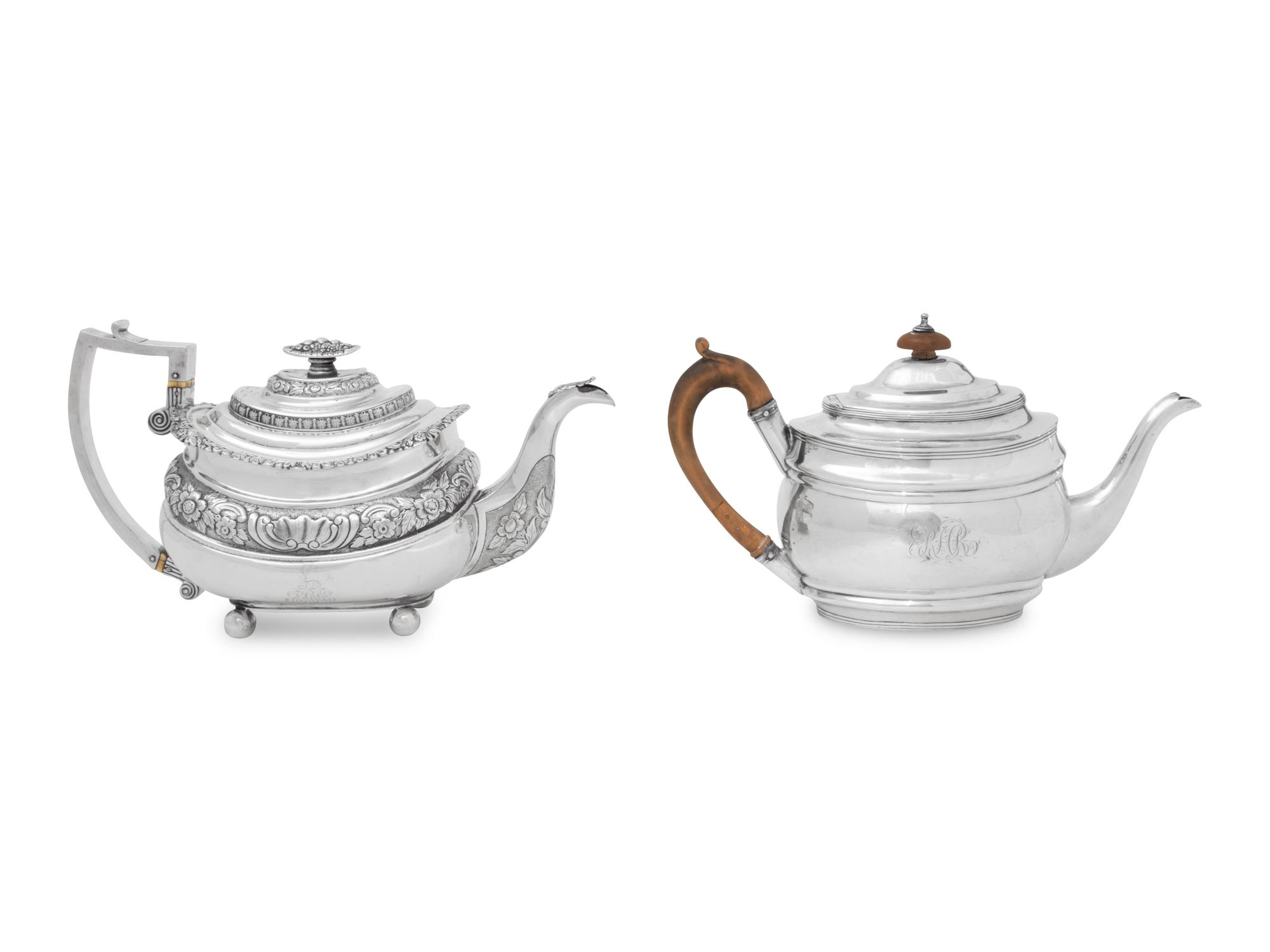 Two Georgian Silver Teapots