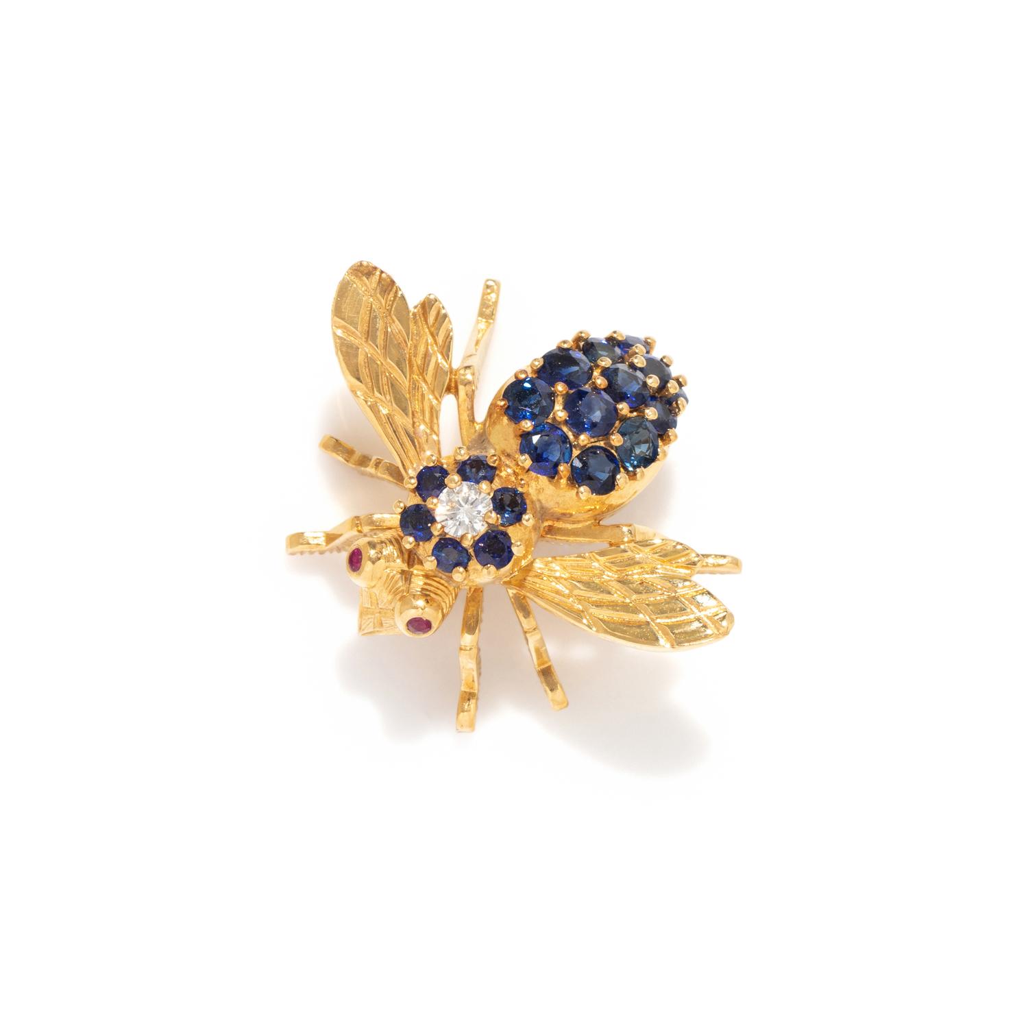 HERBERT ROSENTHAL, DIAMOND AND SAPPHIRE BEE BROOCH
