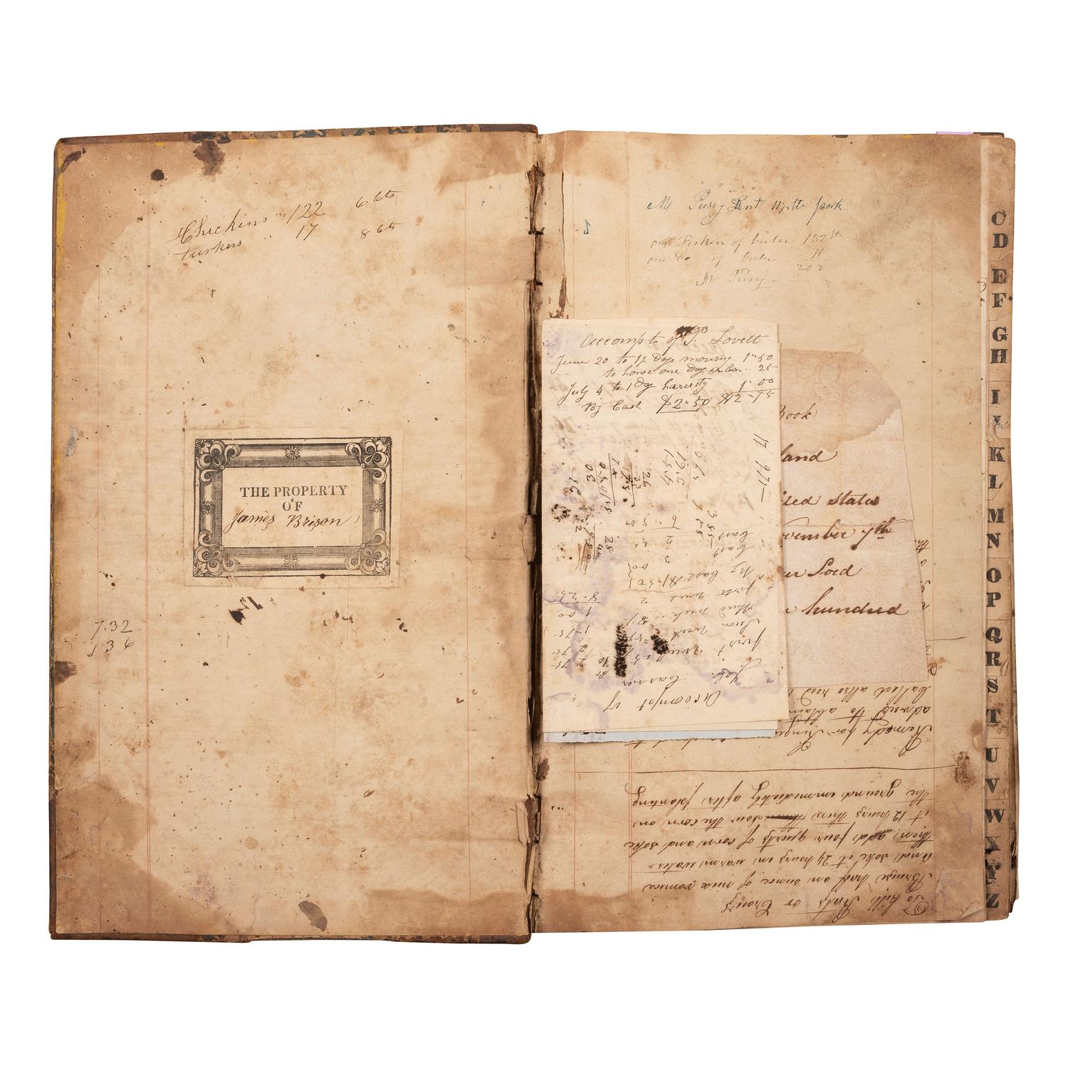 [AMERICANA]. A group of several account books and apprentice books from identified users. [Ca mid-19th century].