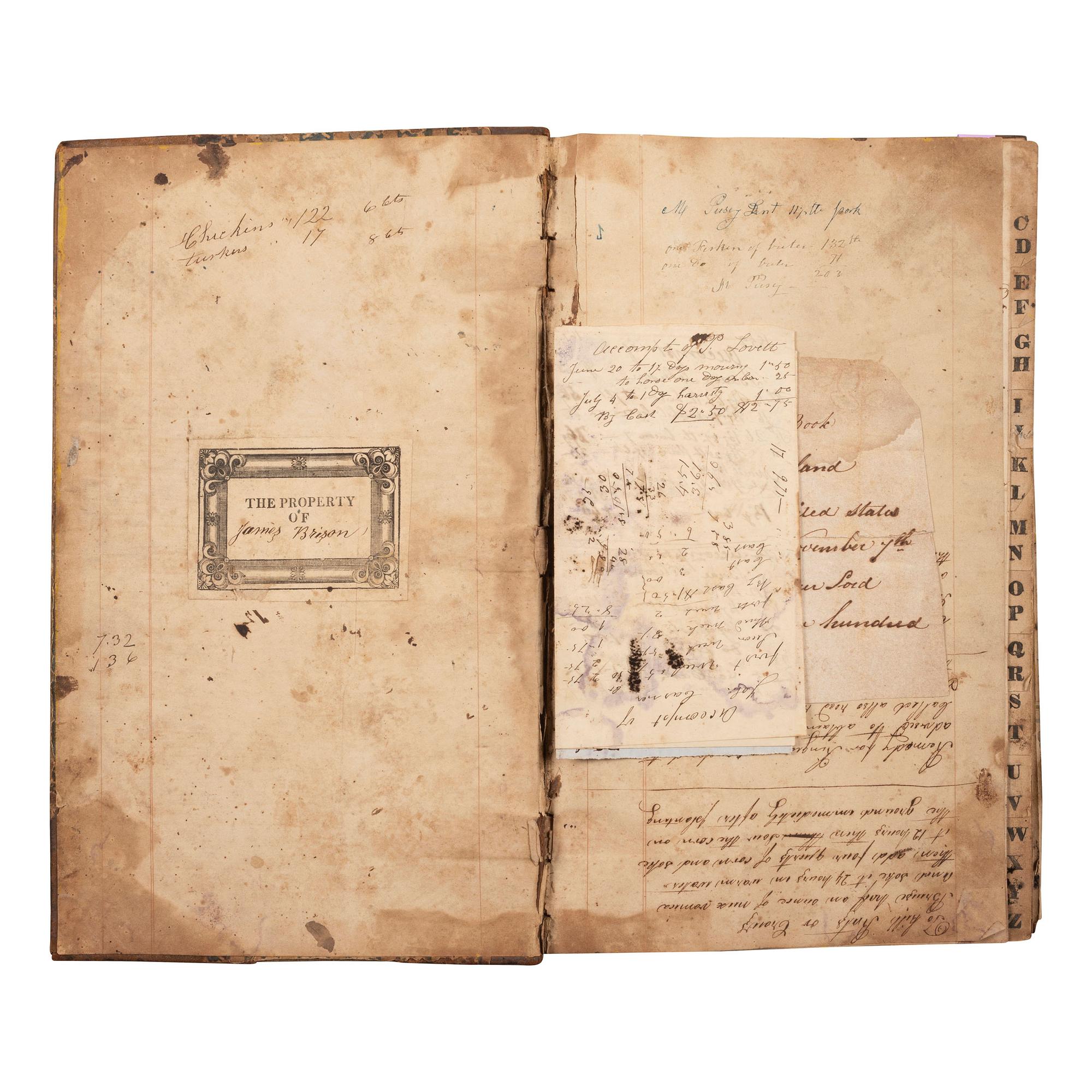 [AMERICANA]. A group of several account books and apprentice books from identified users. [Ca mid-19th century].