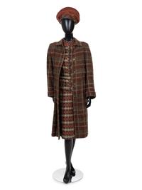 Chanel Haute Couture Skirt Suit and Coat, with Paulette Beret, 1981