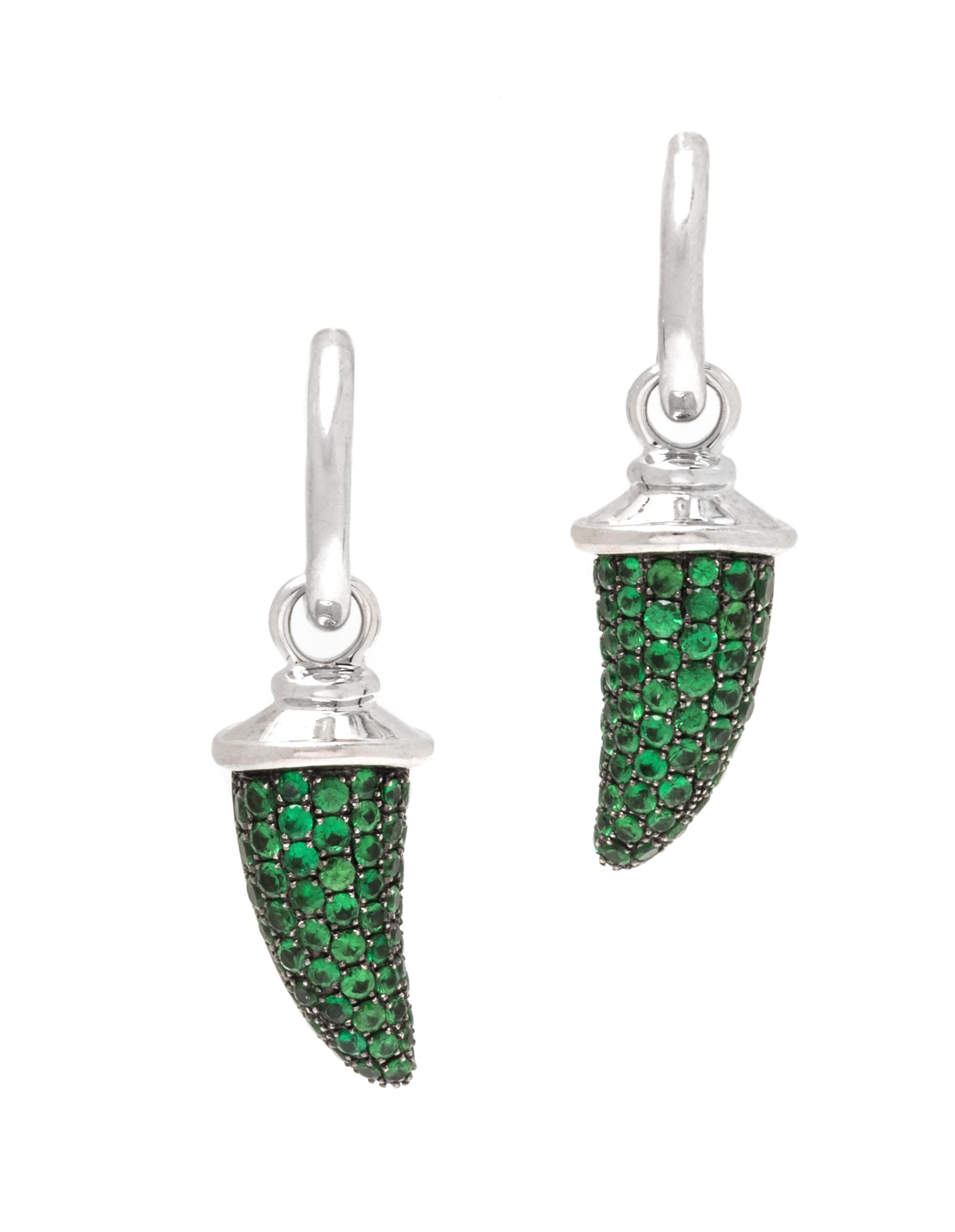 THEO FENNELL, TSAVORITE GARNET HORN EARRINGS