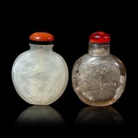 Two Chinese Hardstone Snuff Bottles 水晶及瑪瑙鼻煙壺兩支