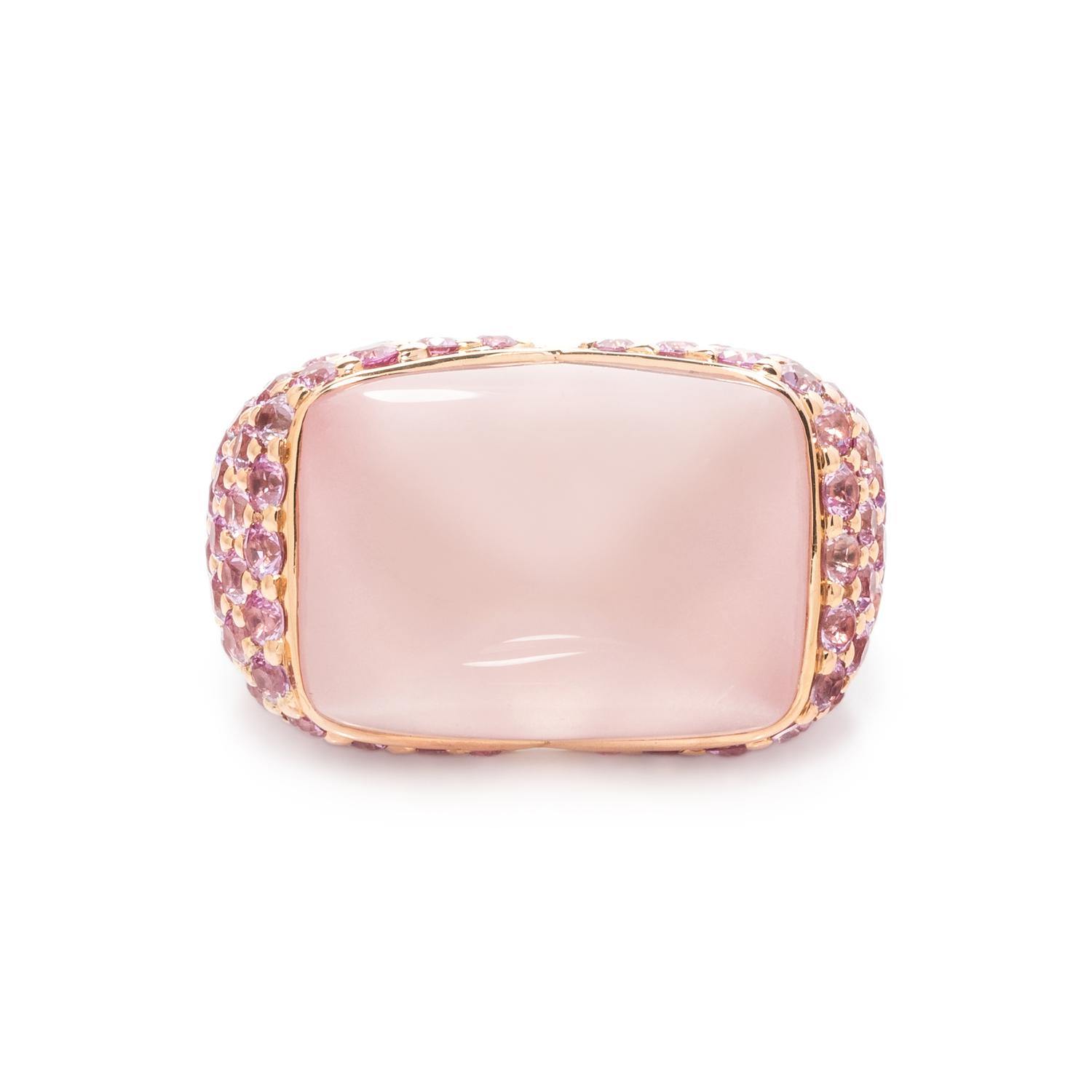 ROSE QUARTZ AND PINK SAPPHIRE RING