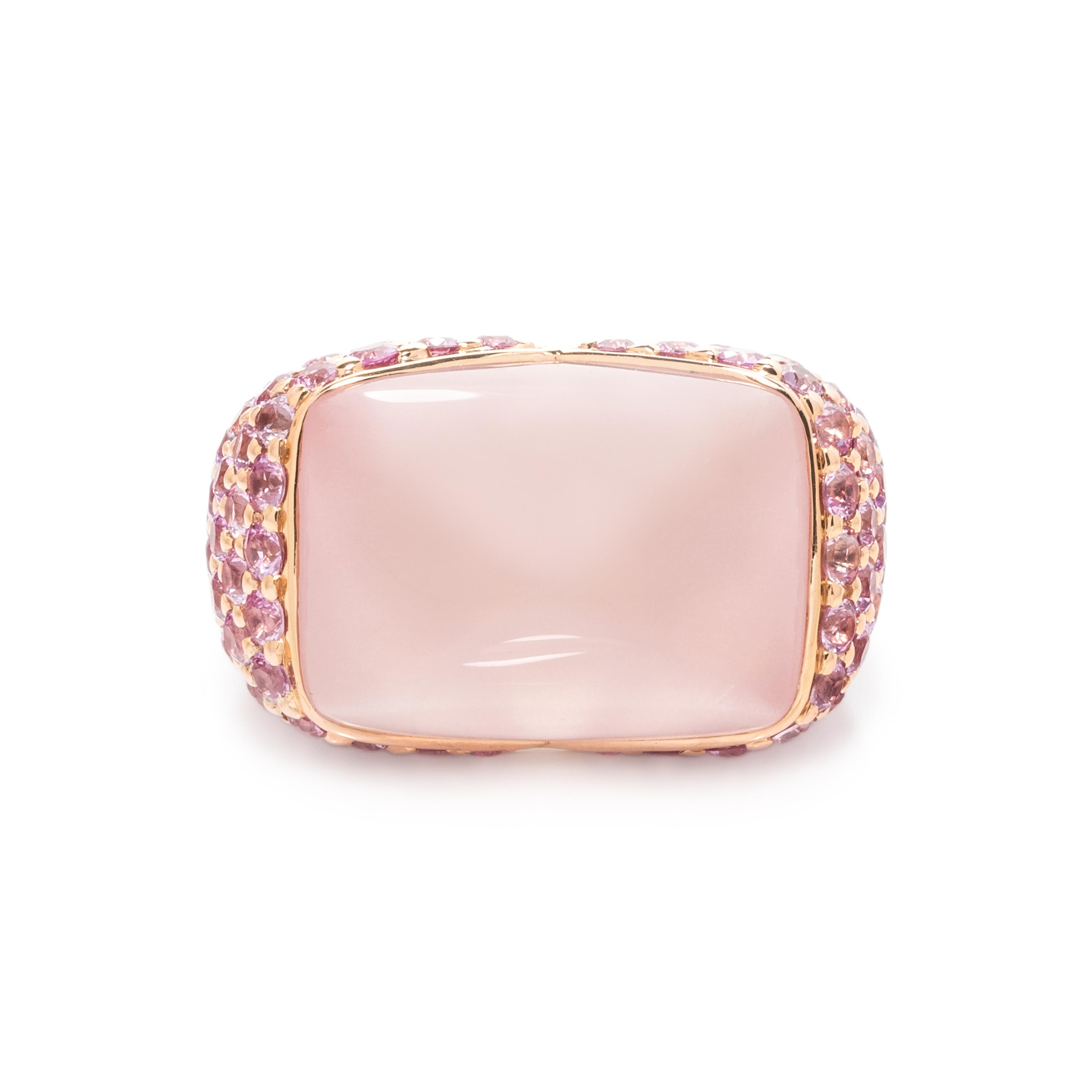 ROSE QUARTZ AND PINK SAPPHIRE RING