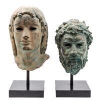 Two Large Classical Patinated Bronze Heads Height of taller 15 inches. — AFTER THE ANTIQUE, 20TH CENTURY