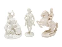Eight Continental White-Glazed Porcelain Figures