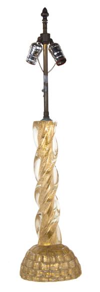 A Pair of Venetian Glass Table Lamps Height 29 inches.