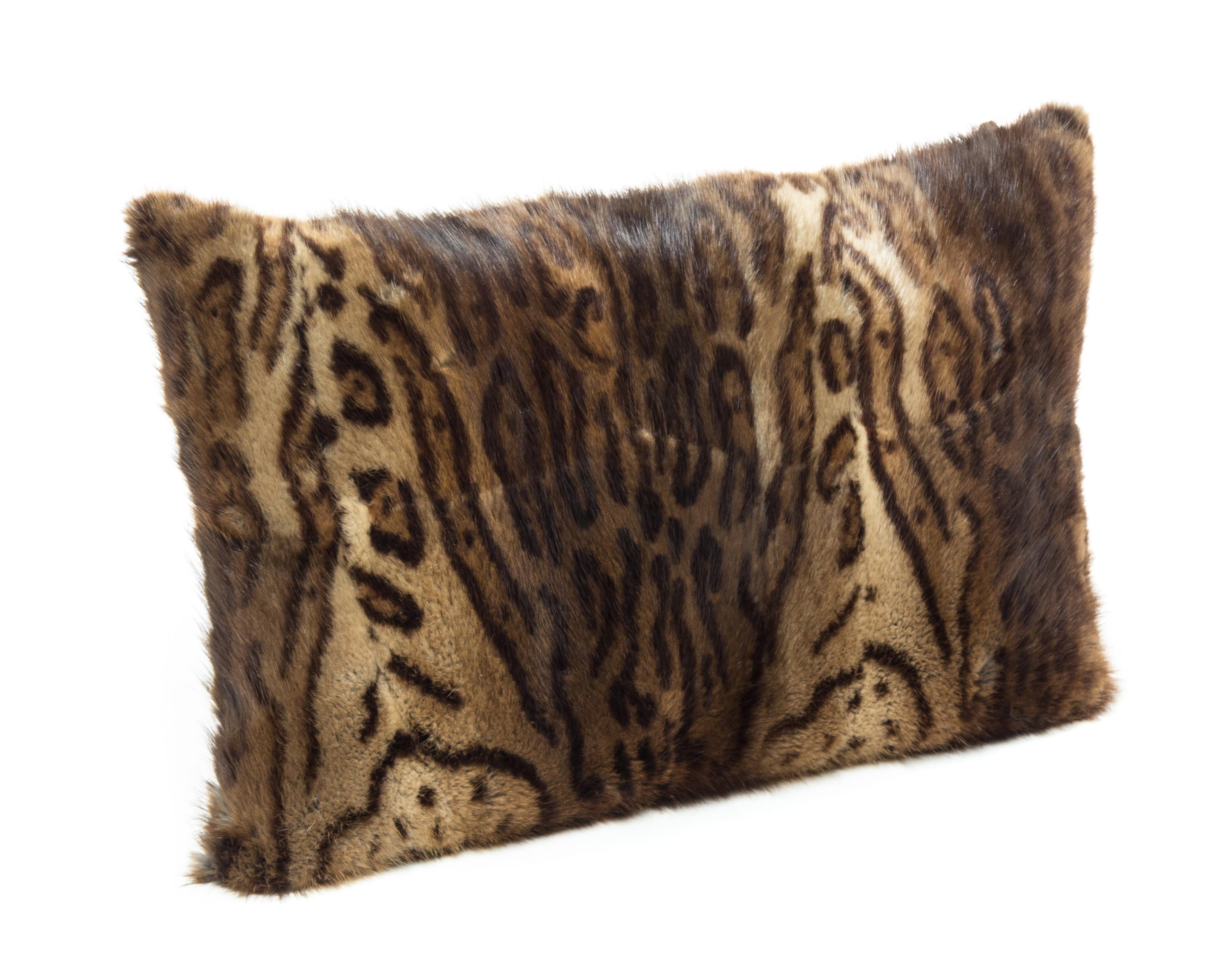 A Simulated Ocelot Fur Pillow 21 1/2 x 14 inches. — 20TH CENTURY