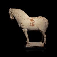 A Chinese Painted Pottery Horse, Tang Dynasty — 唐 白陶馬