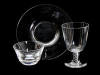 A Collection of Steuben Crystal Dinnerware Diameter of plates 8 3/4 inches