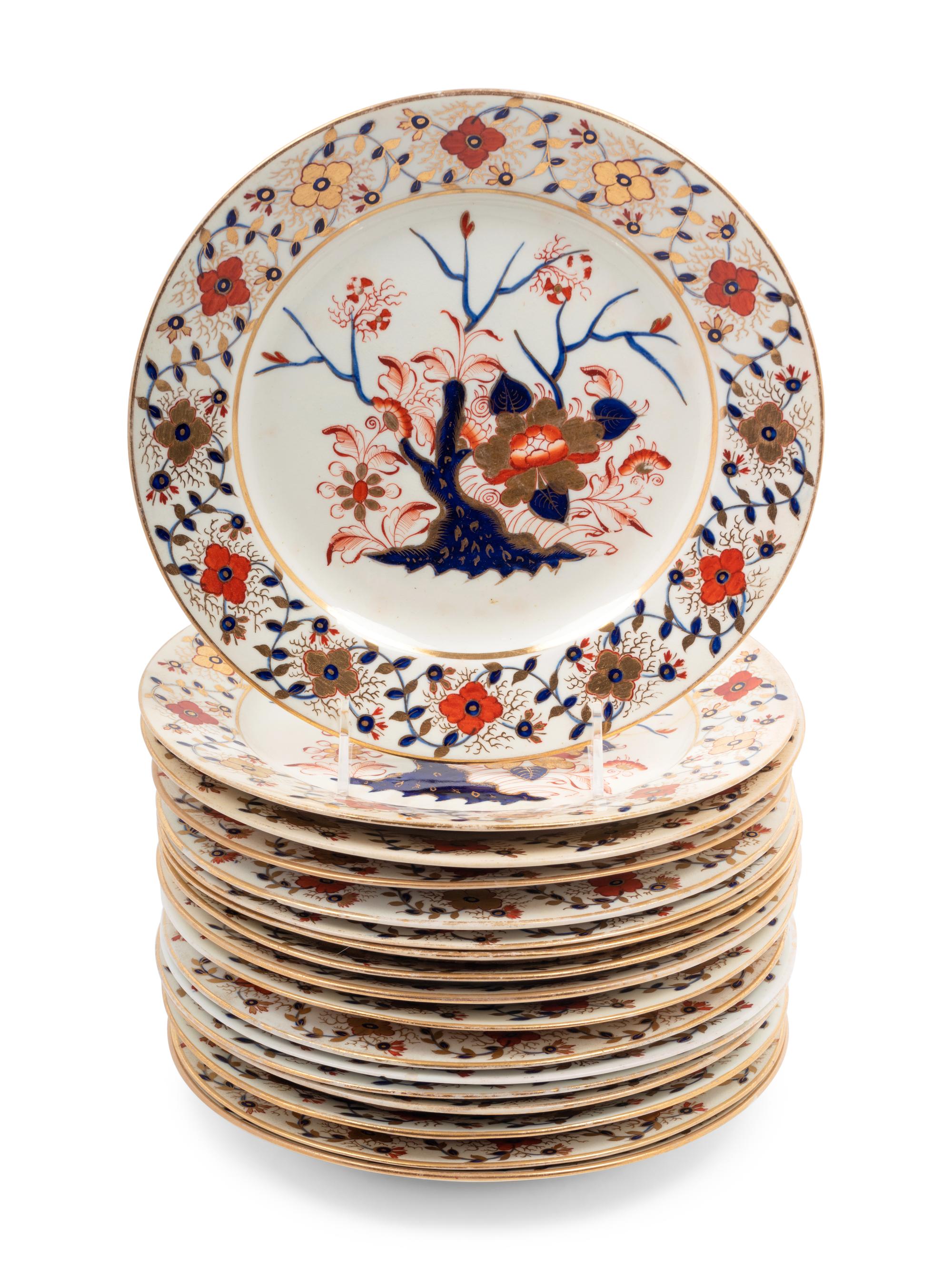 Seventeen Derby Porcelain Service Plates