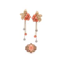 YELLOW GOLD AND CORAL JEWELRY