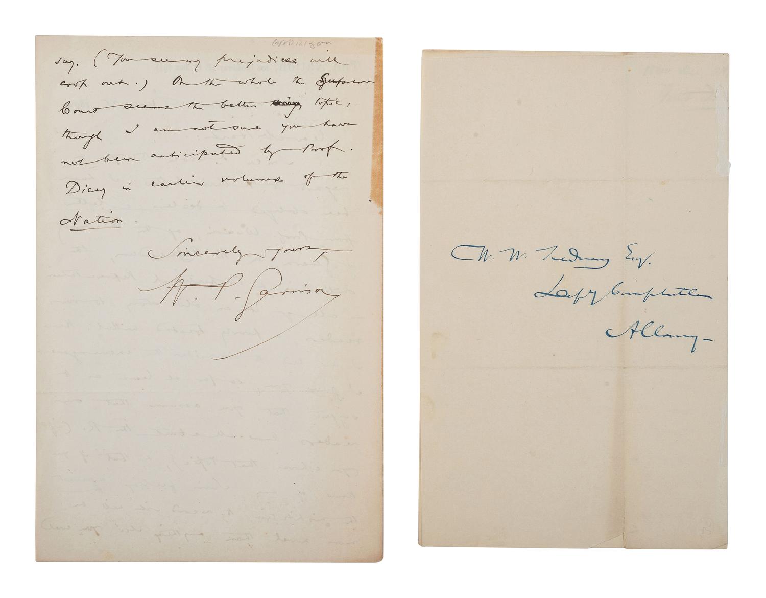 [ENSLAVEMENT & ABOLITION]. A group of 11 items related to abolitionists including William Lloyd GARRISON, Wendell PHILLIPS, Gerrit SMITH, and Henry Ward BEECHER.