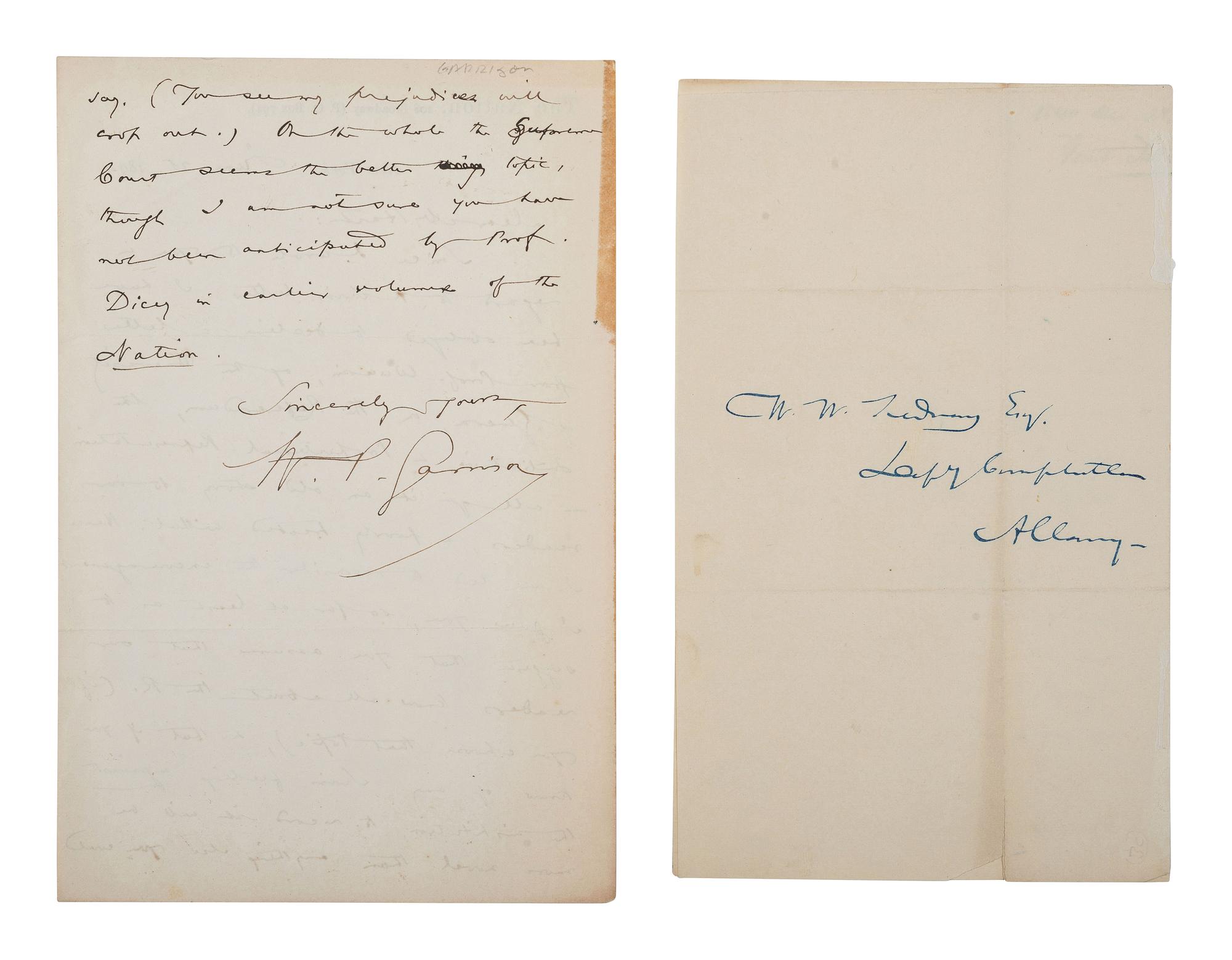[ENSLAVEMENT & ABOLITION]. A group of 11 items related to abolitionists including William Lloyd GARRISON, Wendell PHILLIPS, Gerrit SMITH, and Henry Ward BEECHER.