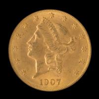 A United States 1907-D Liberty Head $20 Gold Coin