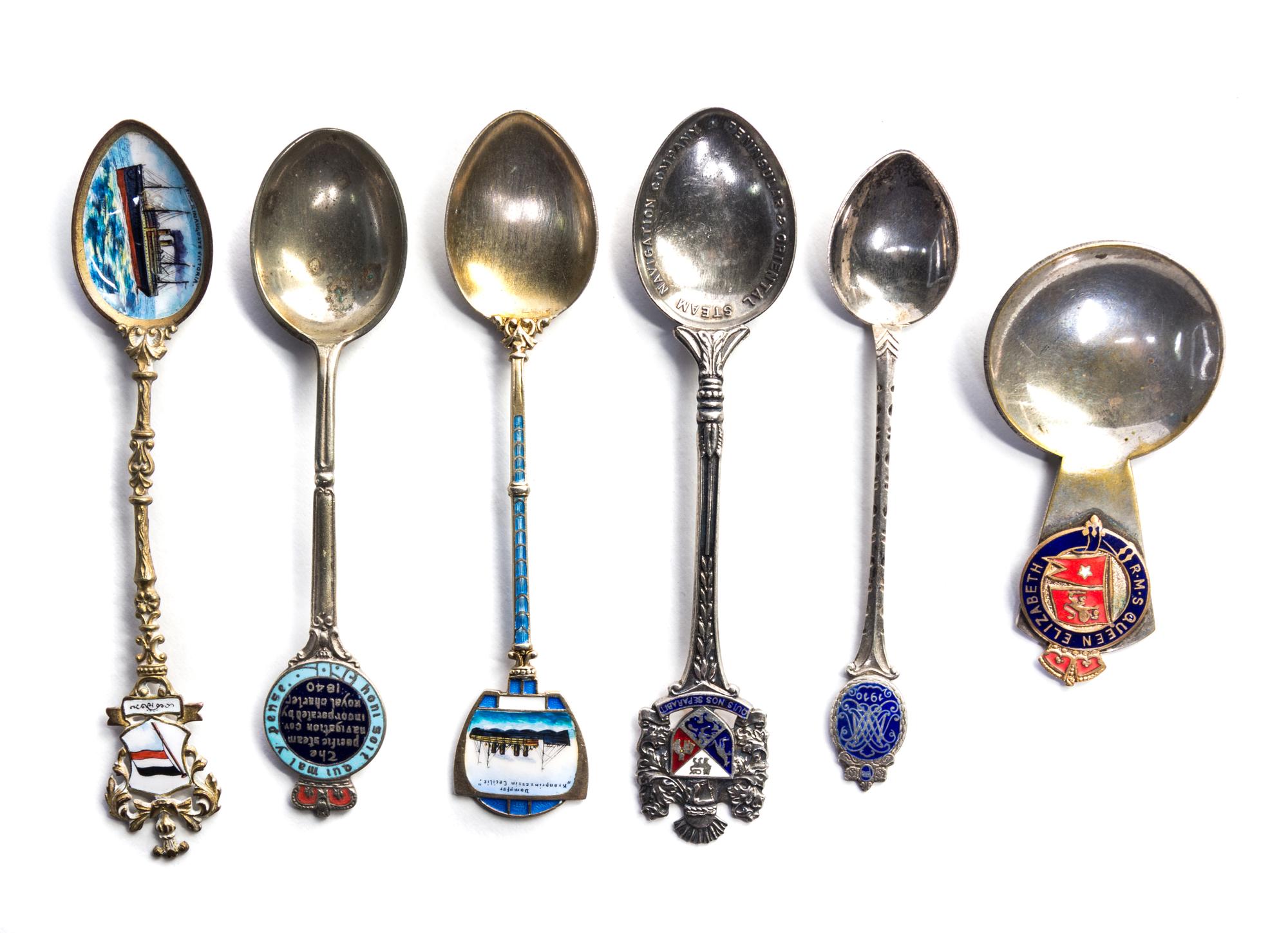 A Collection of Silver-Plate Souvenir Spoons