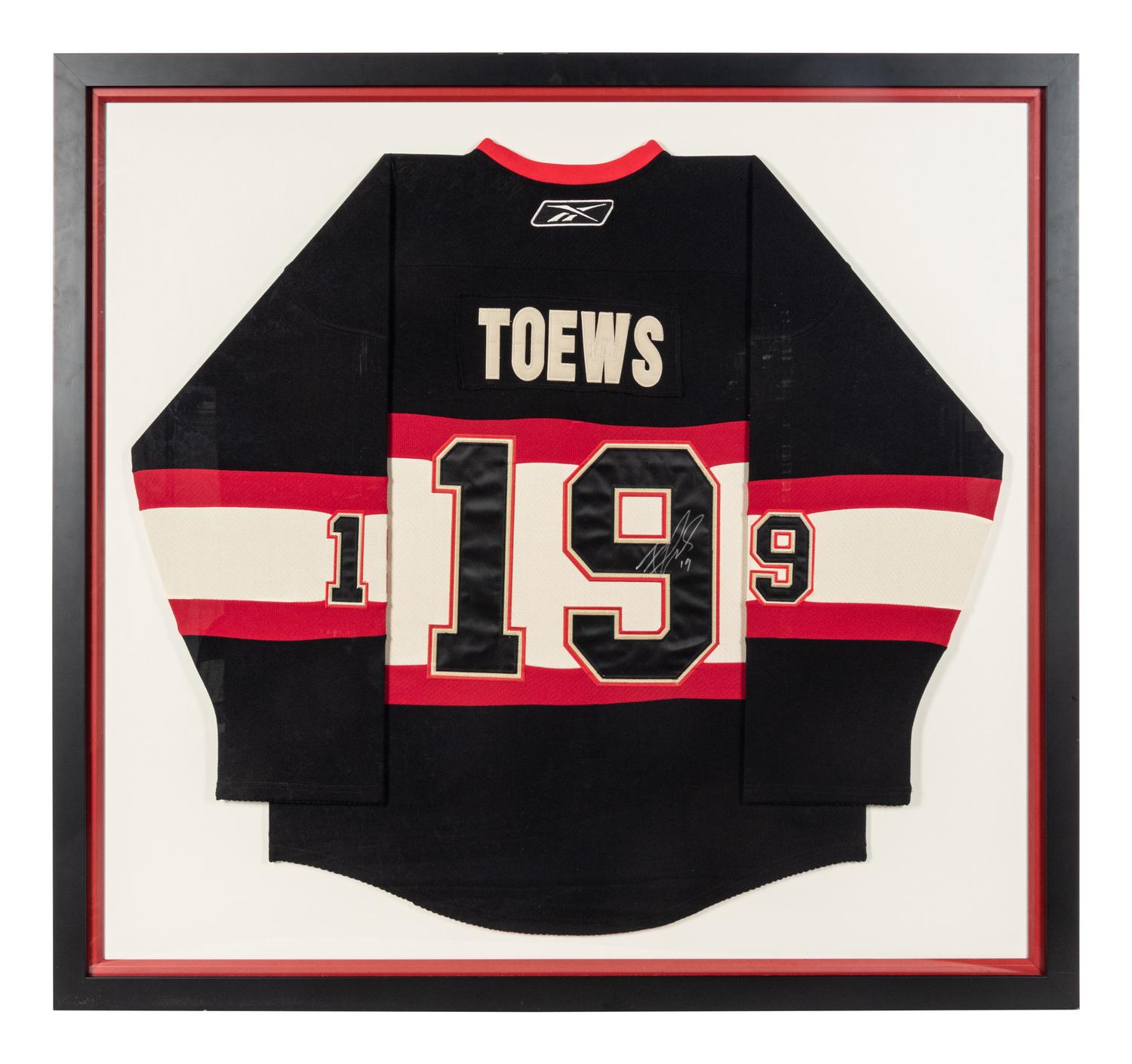 A Jonathan Toews Signed Autograph Chicago Blackhawks Hockey Jersey Display,