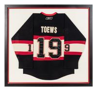 A Jonathan Toews Signed Autograph Chicago Blackhawks Hockey Jersey Display,