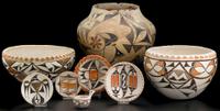 Two Acoma polychrome pottery items new mexico, late 19th and 20th century