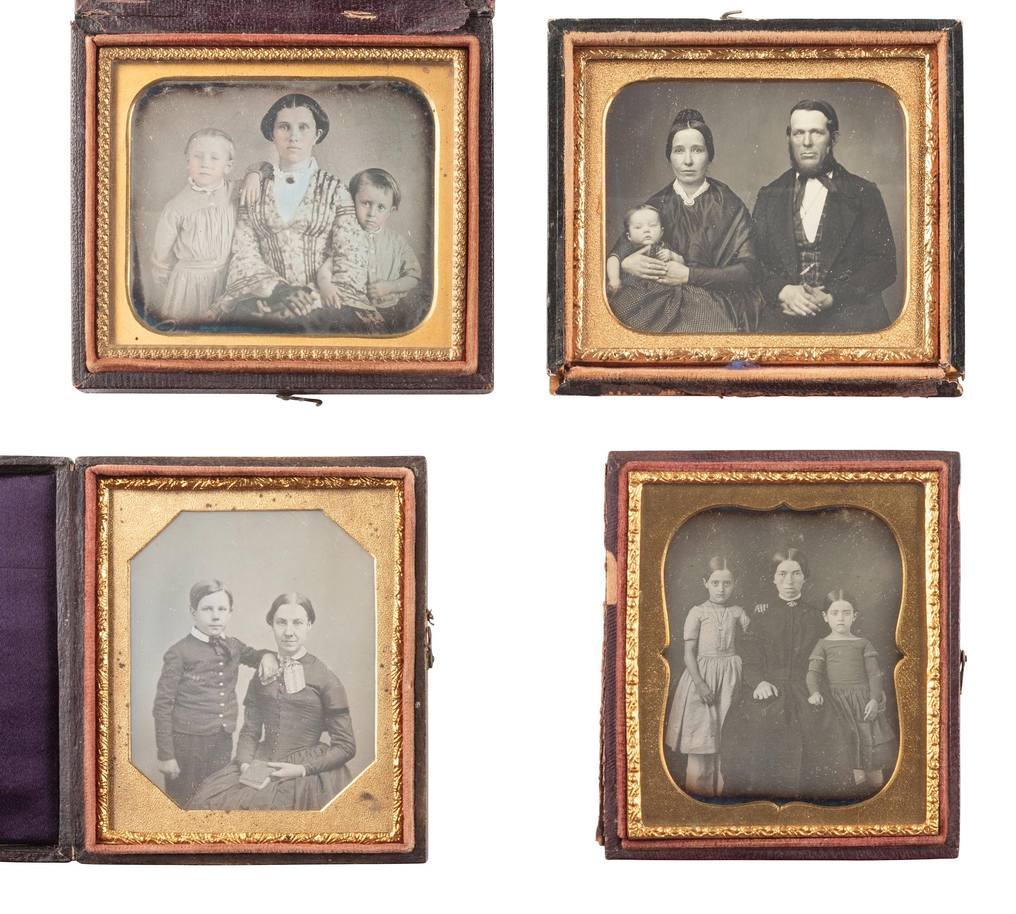 [EARLY PHOTOGRAPHY]. 20 sixth plate daguerreotypes of parents and children.