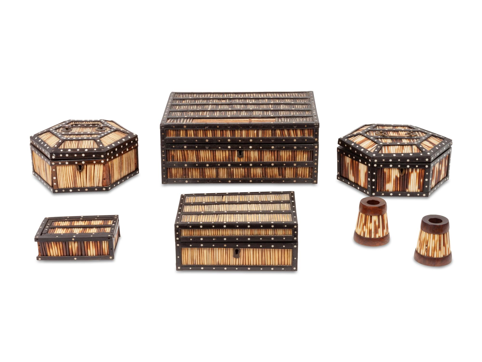 A Group of Anglo Indian Quill Boxes