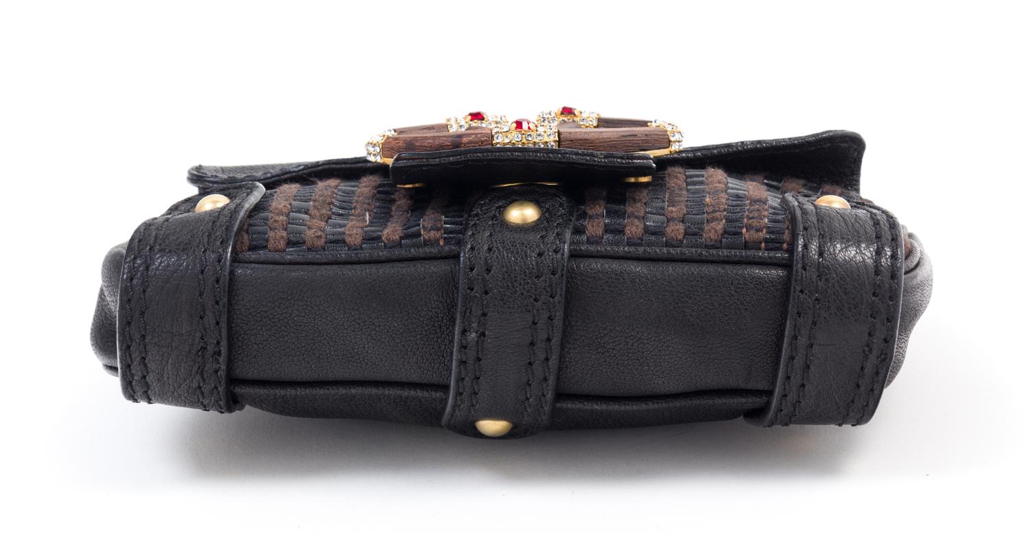 Valentino Brown Leather Woven Handbag, 1990-2000s 7.5" x 4.5" x 1"; Strap drop: 9.5"