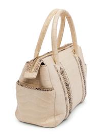 Nancy Gonzalez Cream Alligator and Snakeskin Bag, 2000s