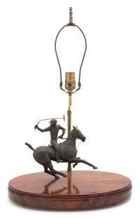 Two Decorative Equestrian Themed Table Lamps Height of tallest 24 inches. — 20TH CENTURY