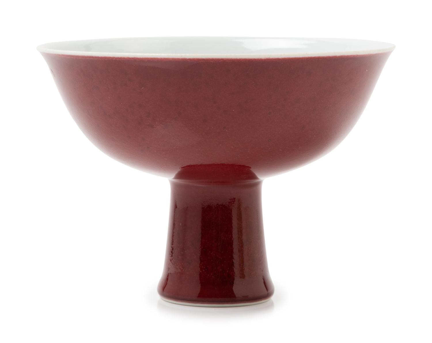 A Copper Red Glazed Porcelain Stem Bowl