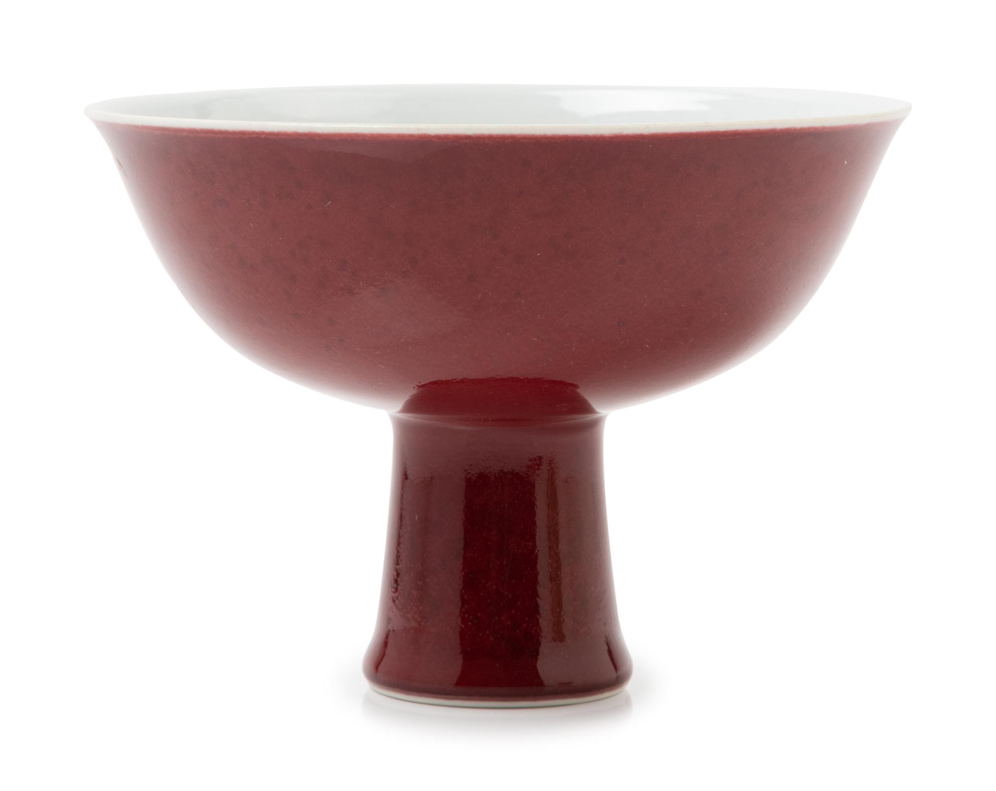 A Copper Red Glazed Porcelain Stem Bowl