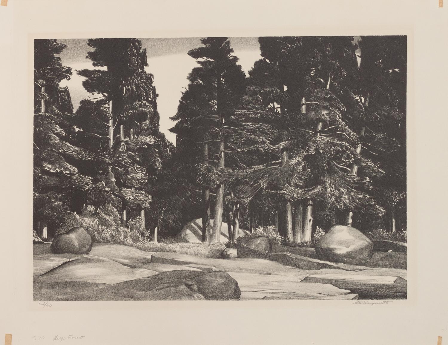 A group of three prints ( Rocks, Eastport, Maine, 1931; Deep Forest, Booth Bay Harbor, Maine, 1937; Spirit of New England, Kennebunk, Maine, 1956)