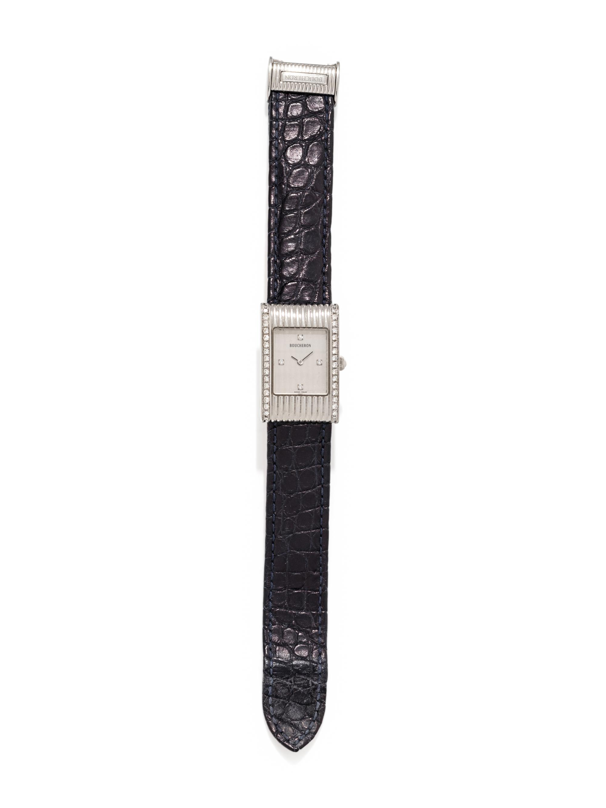 BOUCHERON, STAINLESS STEEL AND DIAMOND 'REFLET' WRISTWATCH