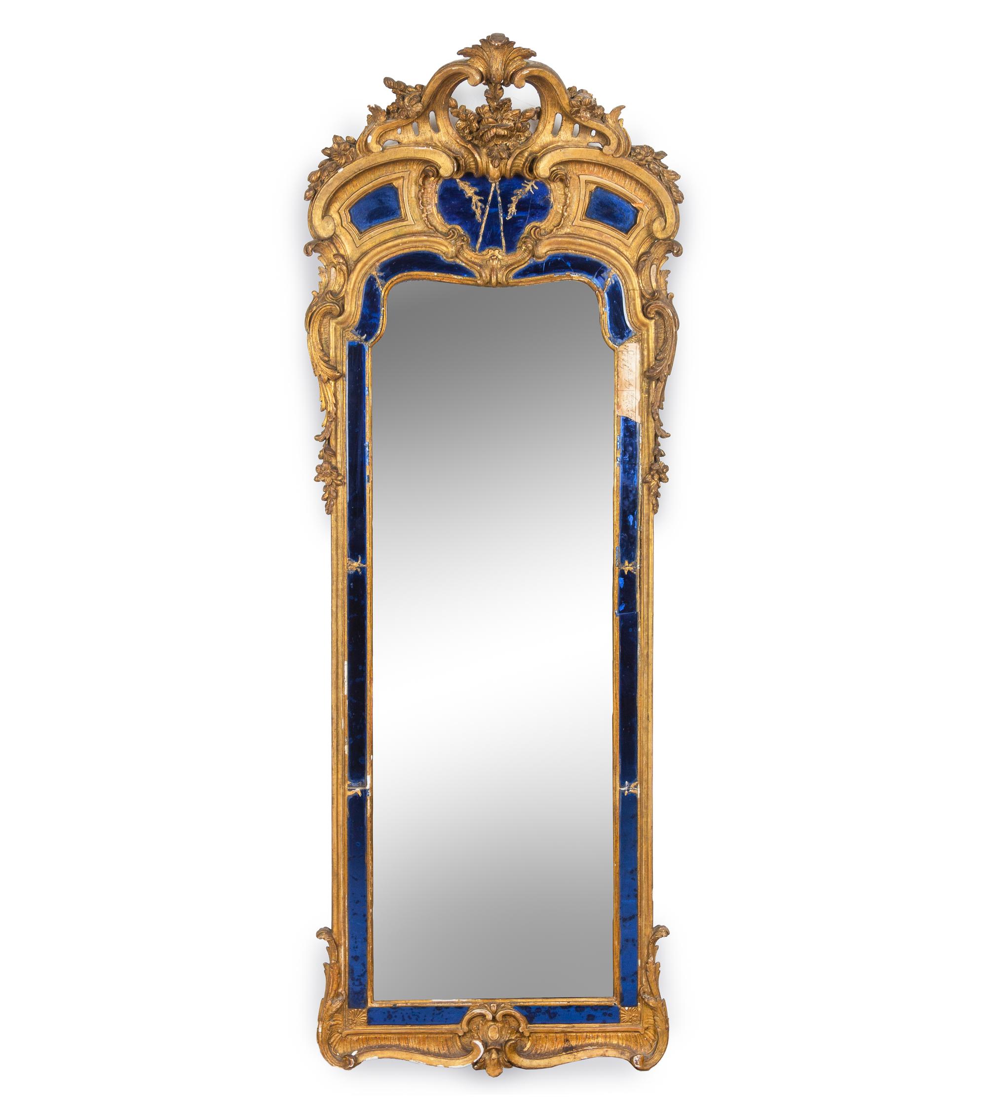 A Continental Rococo Style Giltwood Pier Mirror