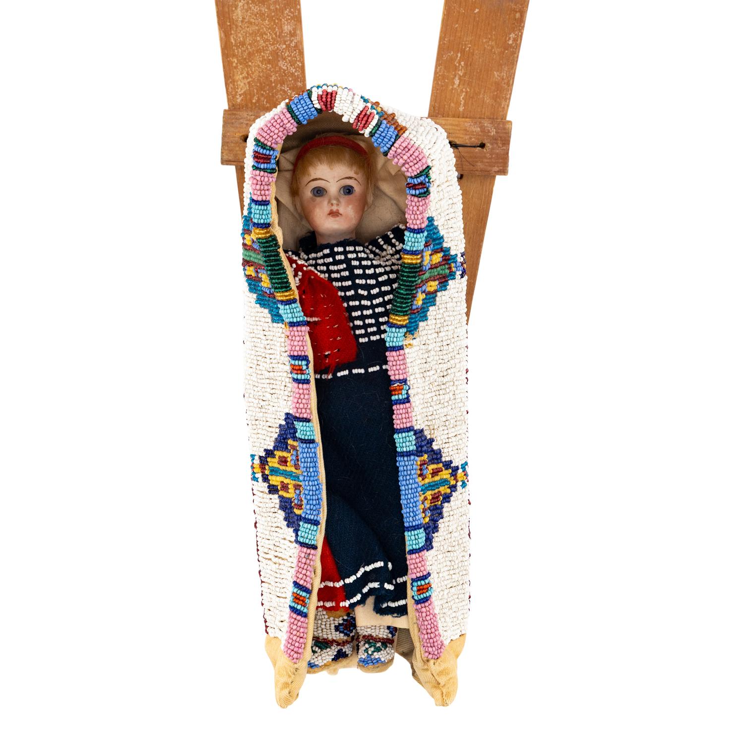 Cheyenne Beaded Toy Cradle, with Doll