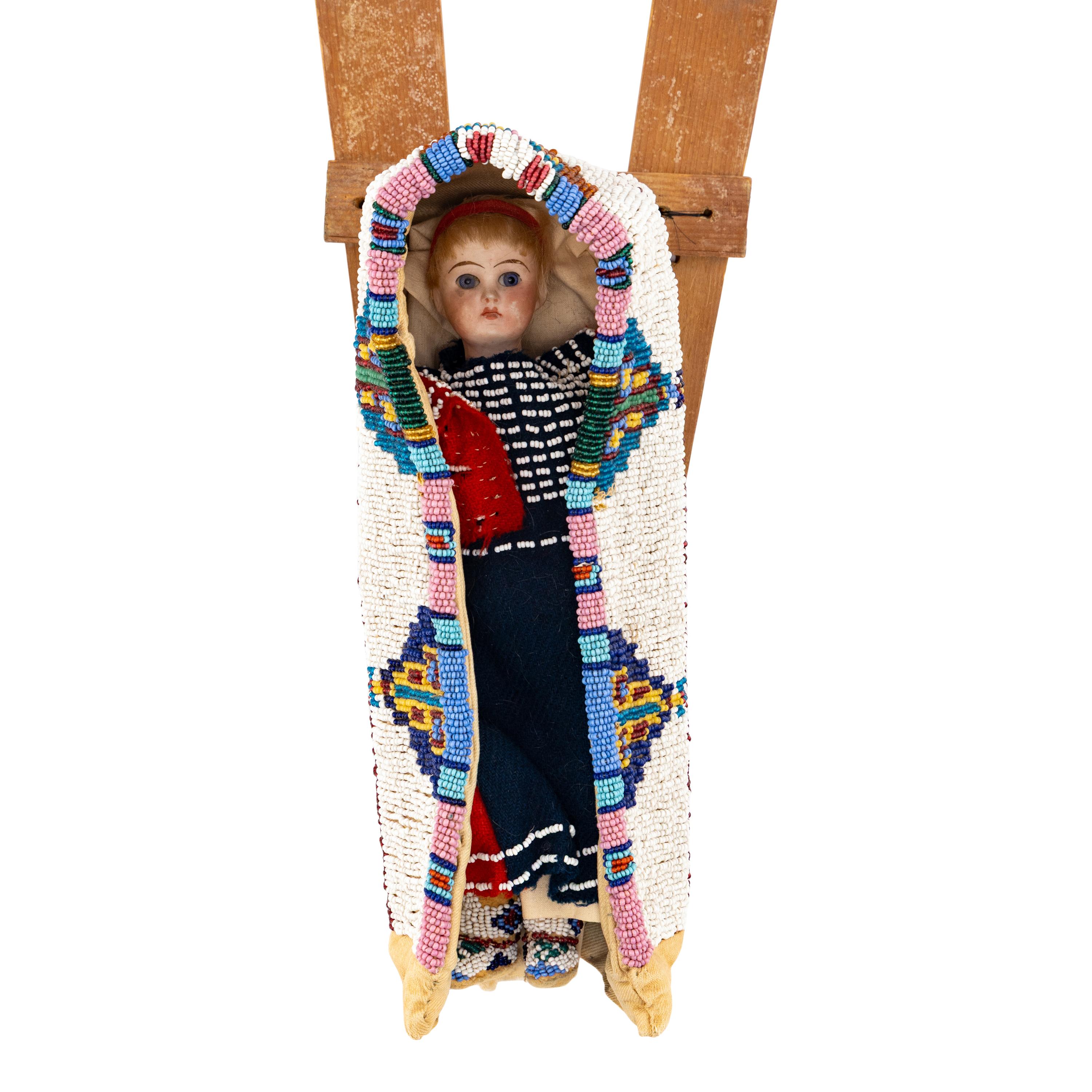 Cheyenne Beaded Toy Cradle, with Doll