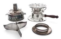 Three Silver-Plate Warming Stands, 20th Century, each of circular form.