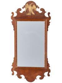 A Chippendale Carved and Parcel Gilt Mahogany Eagle-Decorated Looking Glass