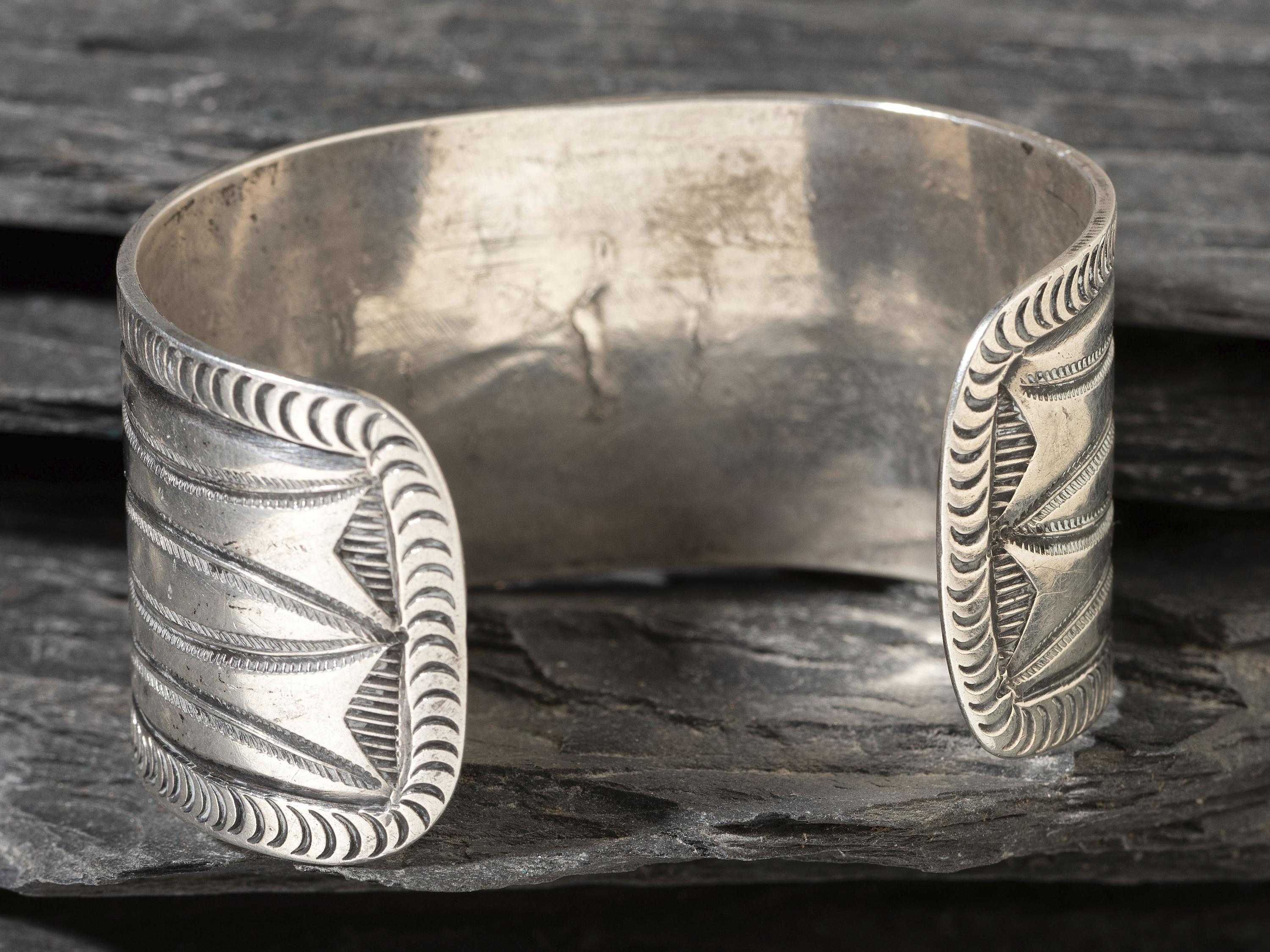 Navajo Ingot Cuff Bracelet, with Heart Stamps