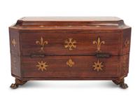 A Regency Brass Inlaid Mahogany Tea Caddy