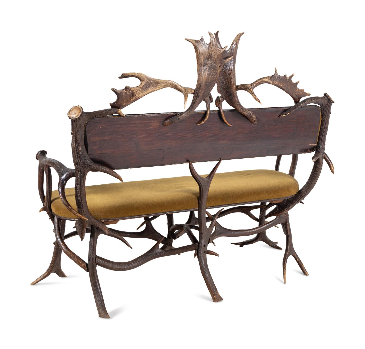 A Victorian Horn Bench and Stool