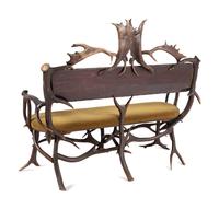 A Victorian Horn Bench and Stool