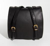 A Gianni Versace Black Leather Backpack, 11.75" x 11" x 4.5".