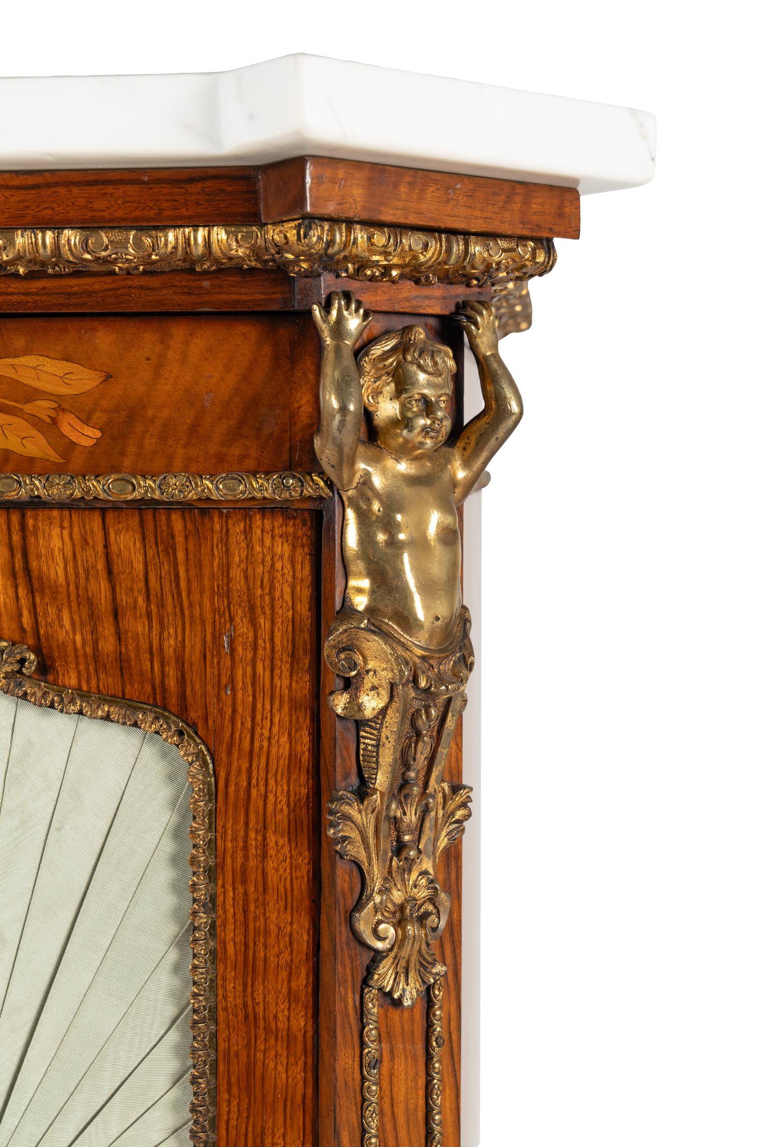 A French Gilt Bronze Mounted Rosewood, Walnut and Marquetry Cabinet