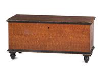A Late Federal Country Red and Yellow Sponge-Decorated Blanket Chest