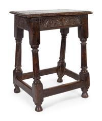 Two Jacobean Oak Bench Stools