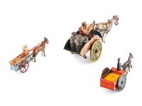 A Group of Three Tin Lithograph Donkey Toys