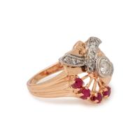 RETRO, ROSE GOLD, DIAMOND AND RUBY RING