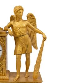 An Empire Gilt Bronze Figural Mantel Clock